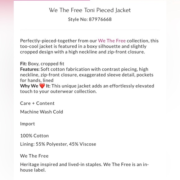 NEW Free People We The Free Toni Pieced Jacket NWT - Picture 7 of 7